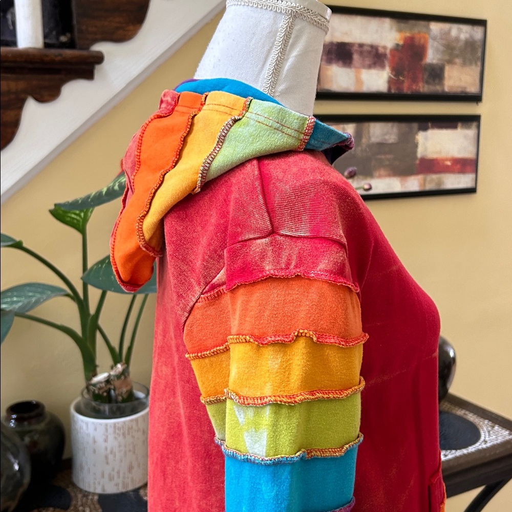 Windhorse Multicolor Patchwork Hoodie Zip Handcra… - image 6